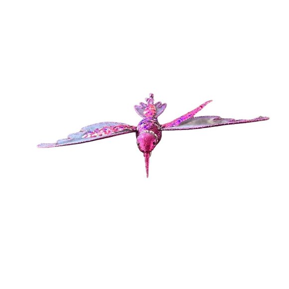 Decorative Purple Glitter Hummingbird Clip Ornament - 8 x 6 Inches - Picture 3 of 6